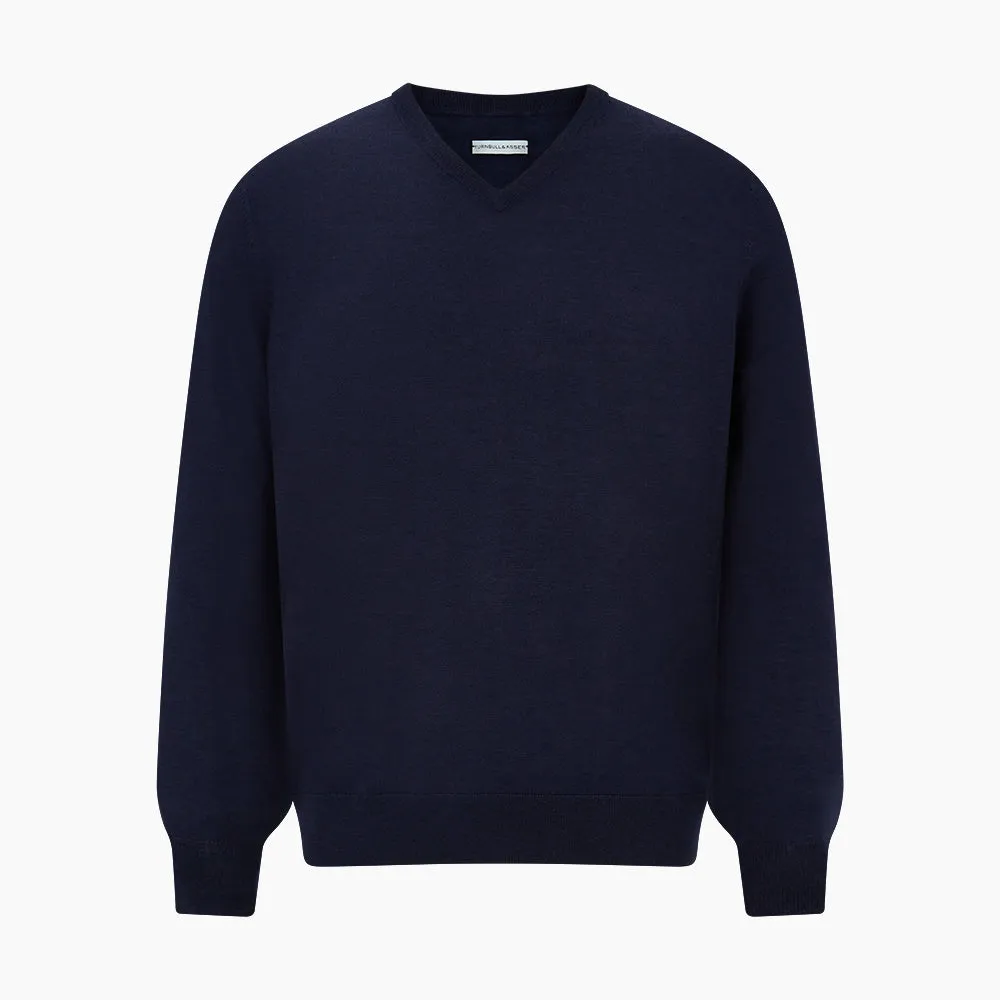 Navy Fine Merino V-Neck Jumper