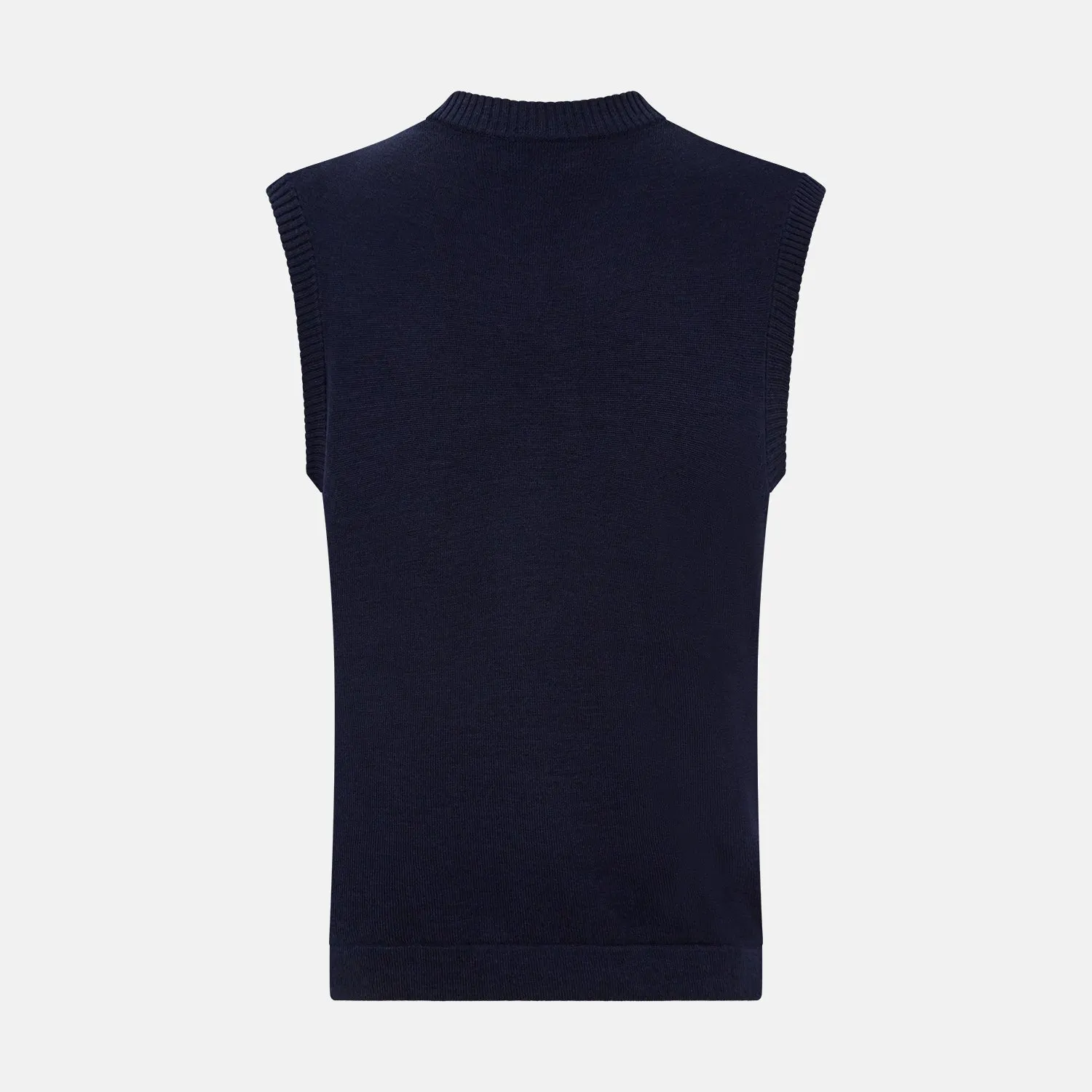 Navy Fine Merino V-Neck Vest