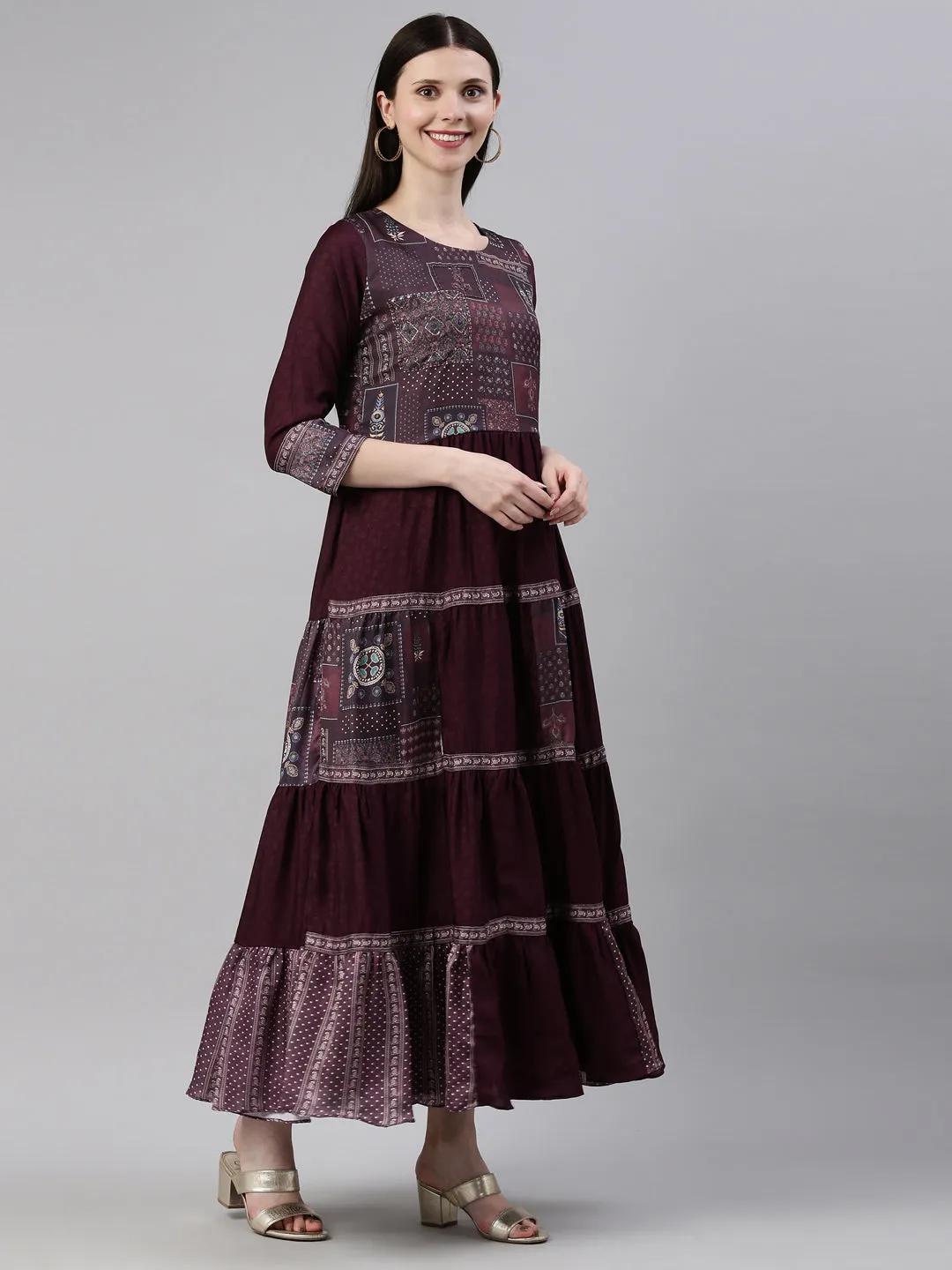 Neeru's Purple Color Silk Fabric Gown