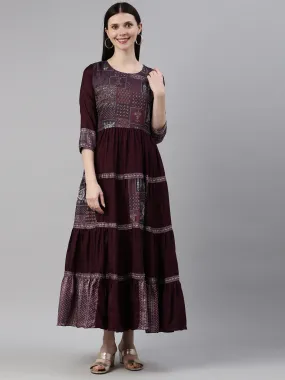 Neeru's Purple Color Silk Fabric Gown