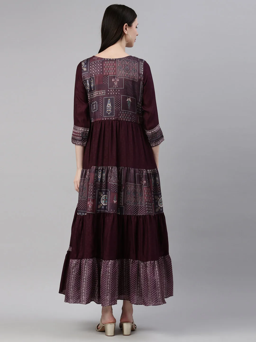 Neeru's Purple Color Silk Fabric Gown