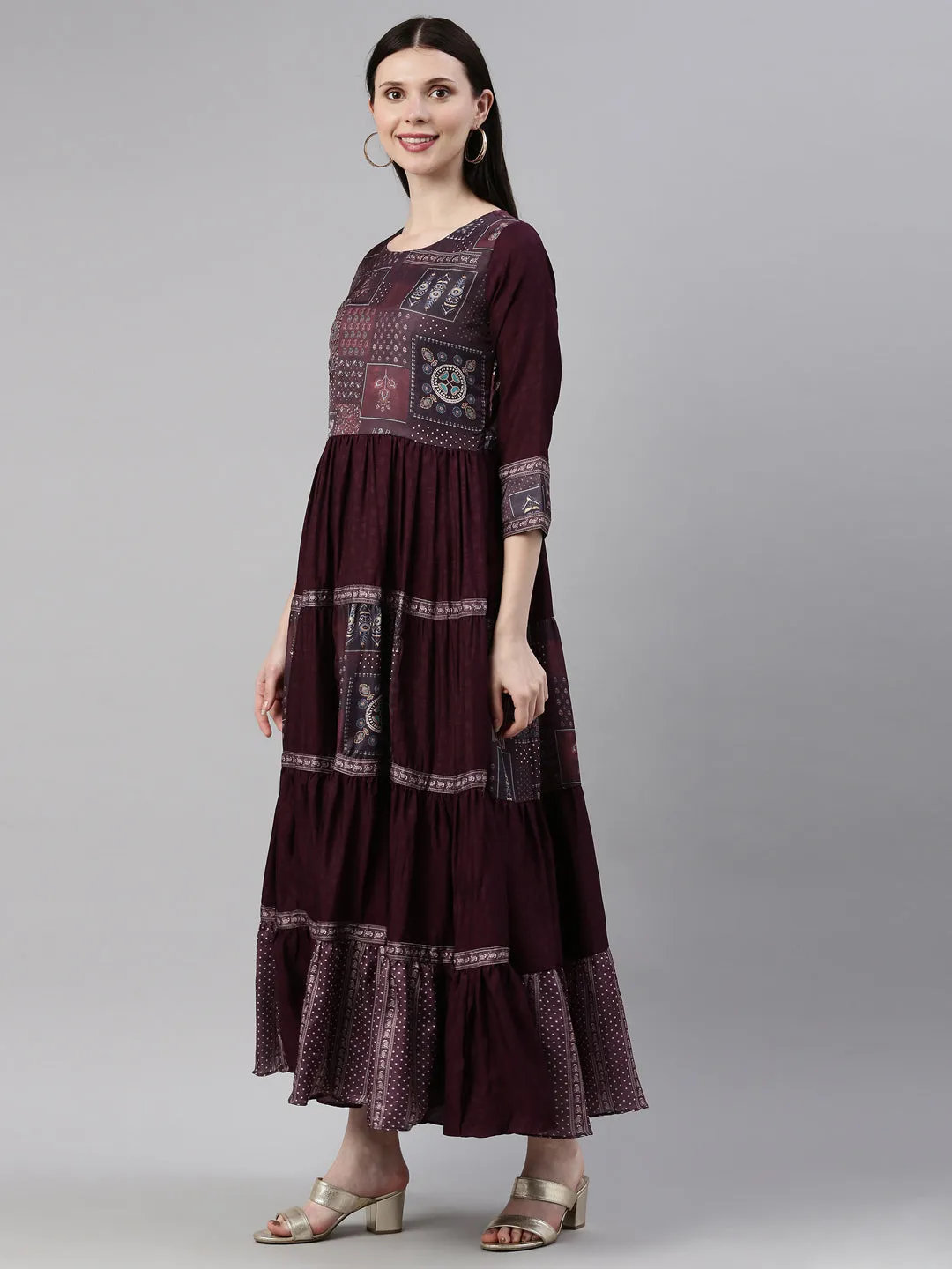 Neeru's Purple Color Silk Fabric Gown