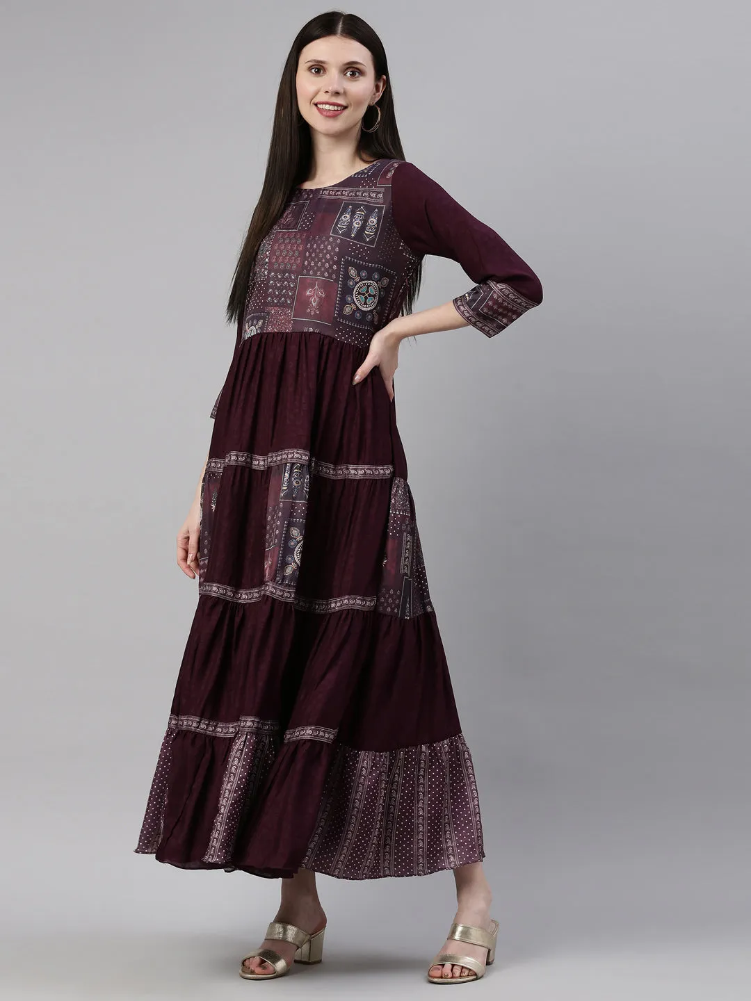 Neeru's Purple Color Silk Fabric Gown