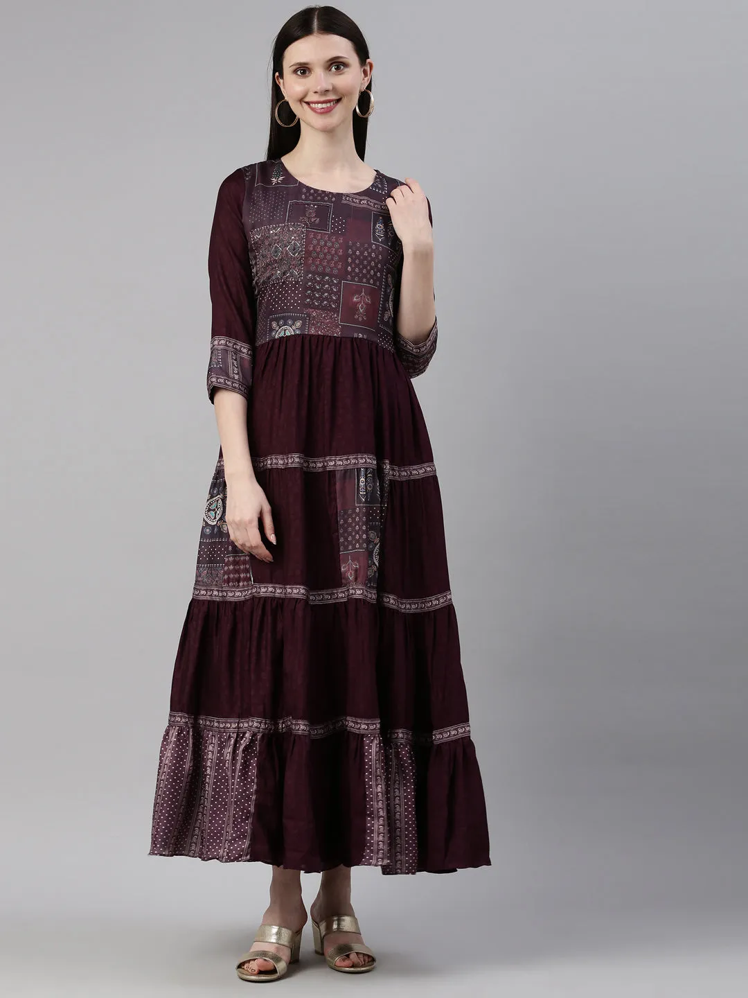 Neeru's Purple Color Silk Fabric Gown