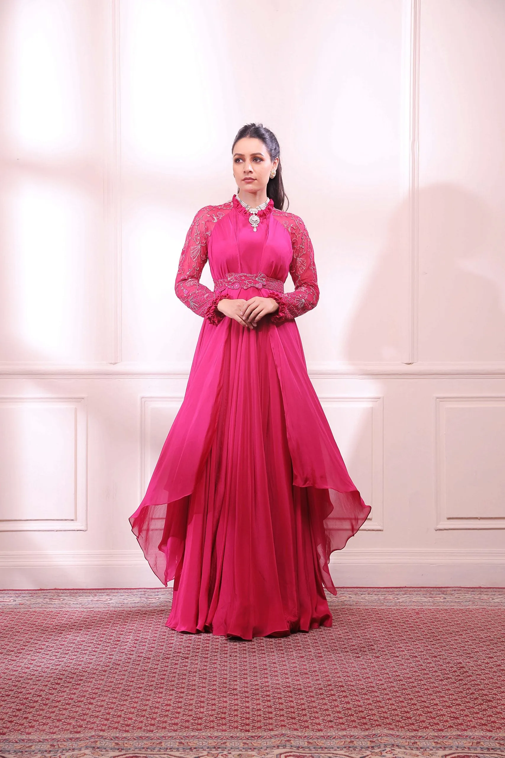 pink sapphire layered gown