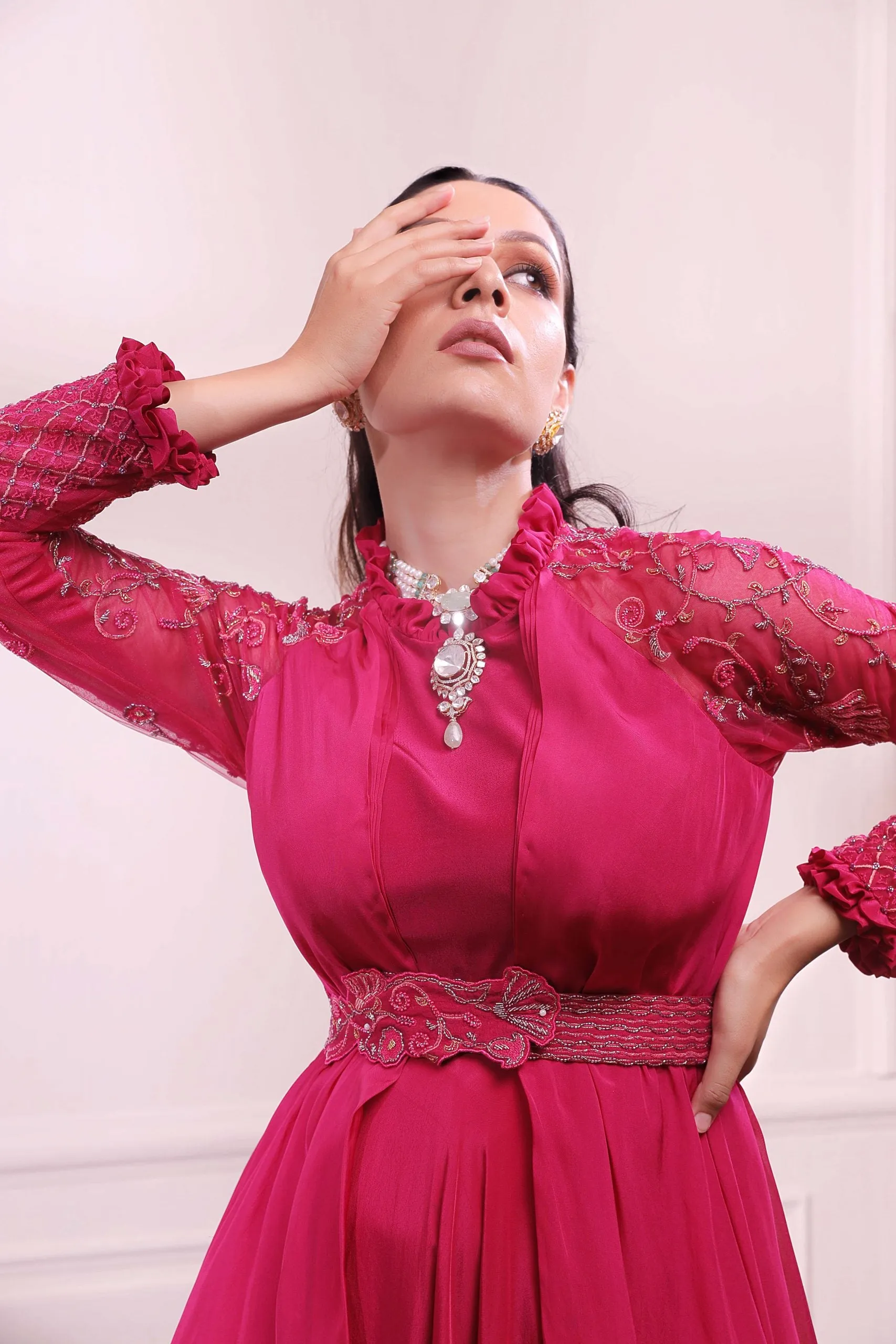 pink sapphire layered gown