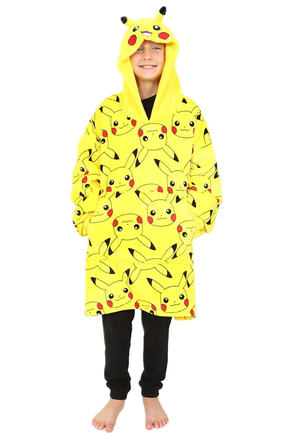Pokemon Pikachu Fully Lined Oversized Fleece Hoodie Yellow Boys Girls