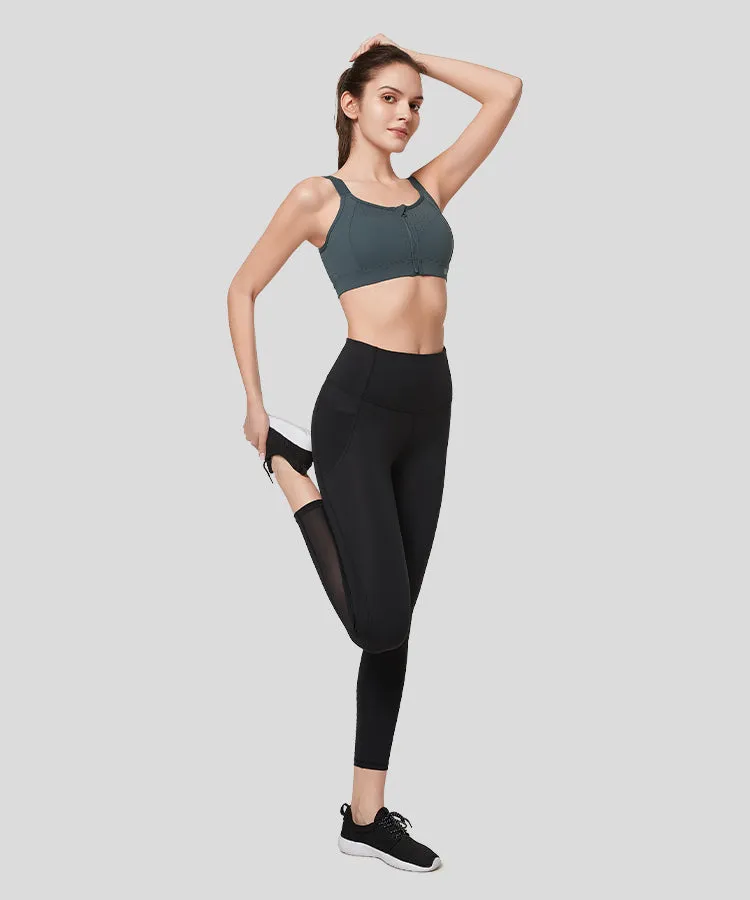 Power Zip Adjustable Straps Padded Running Bra | Women's High Support Sports Bra