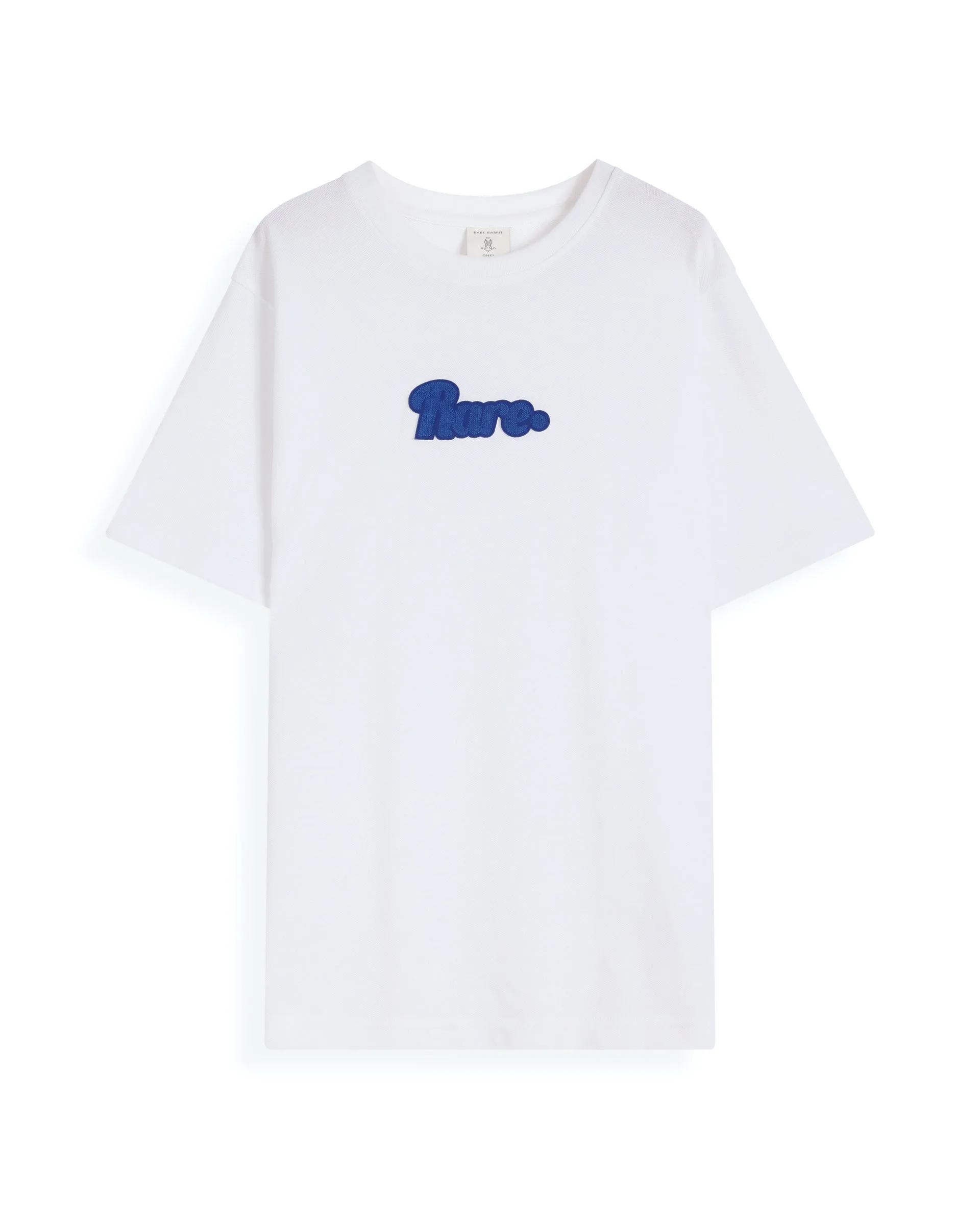 Rare Ones Kids Ride White Cotton Half Sleeves Crew Neck Oversized Fit Towel Embroidery T-Shirt