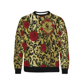 RED ROSES GOLD Men's Rib Cuff Crew Neck Sweatshirt