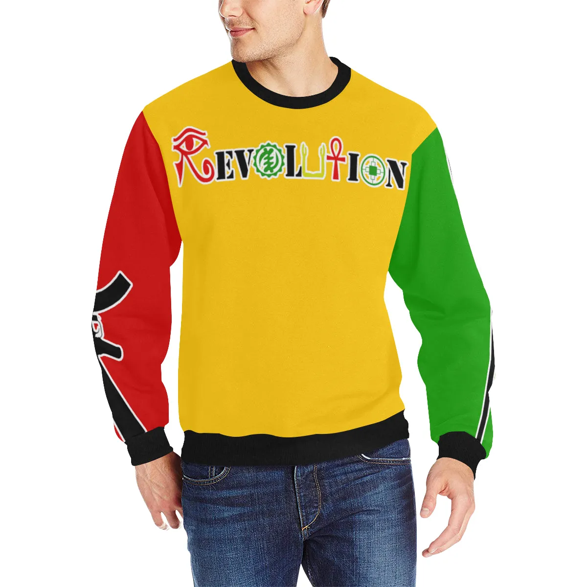 REVOLUTION RGG Men's Rib Cuff Crew Neck Sweatshirt