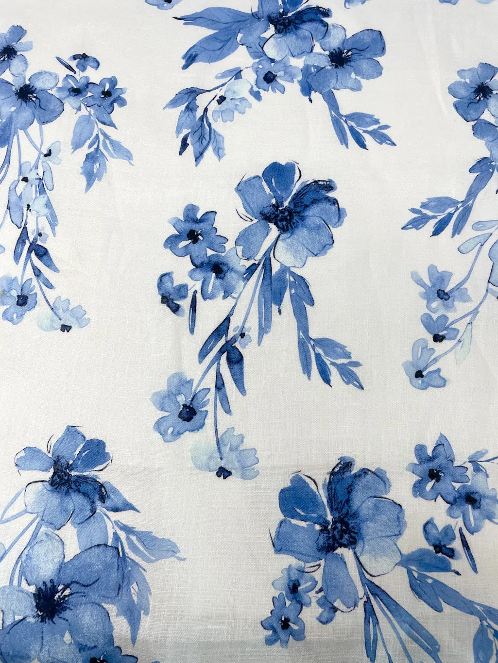 Ripples of bloom floral Handkerchief Light Weight 100% Linen Fabric By The Yard/CL1112