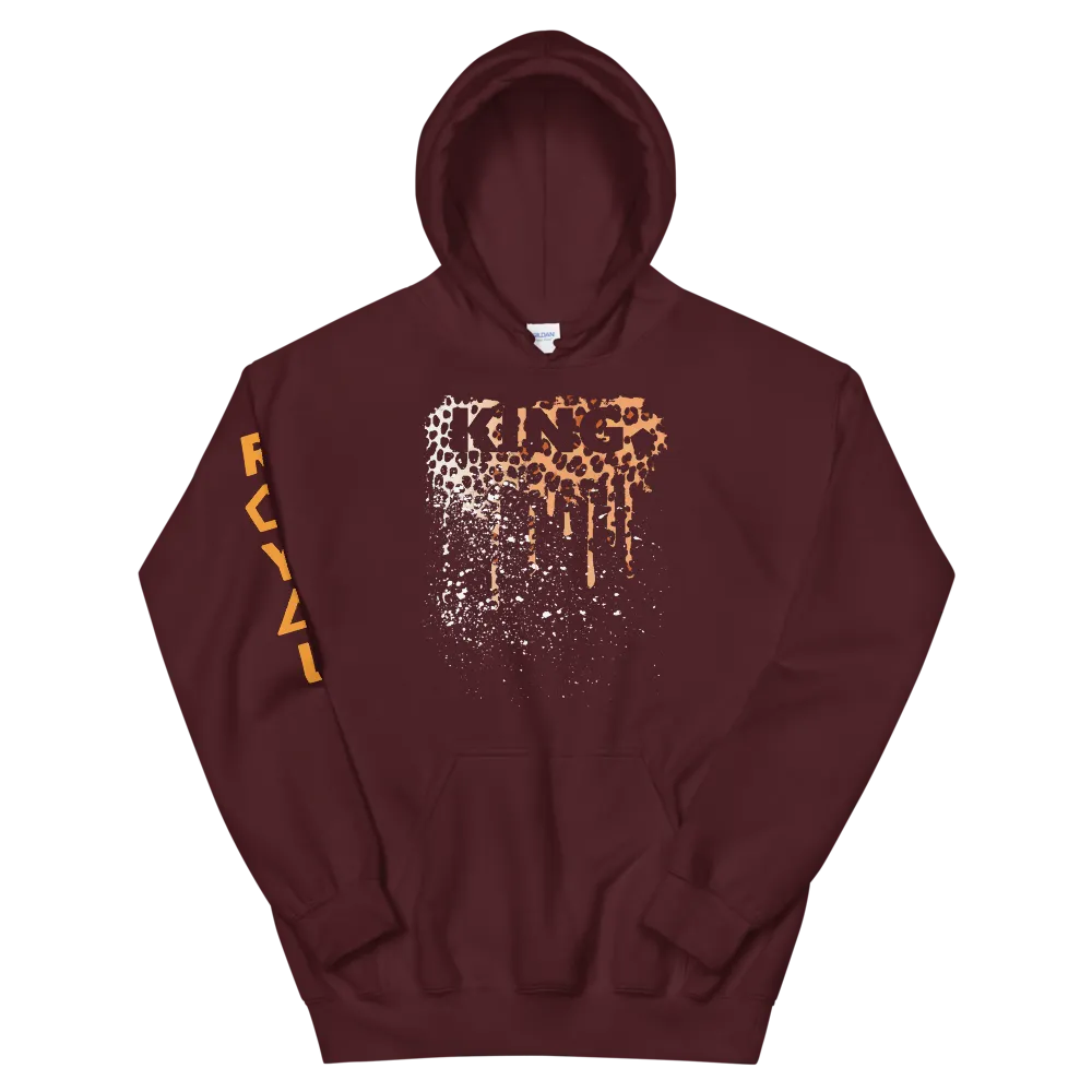 .R.O.Y.A.L. KING DRIP HOODIE HUMAN-IMAL LEOPARD MAROON