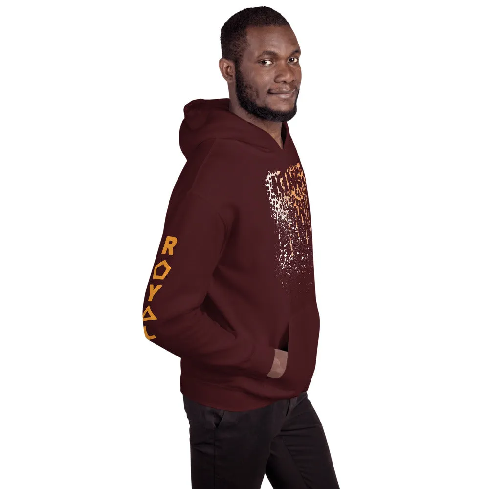 .R.O.Y.A.L. KING DRIP HOODIE HUMAN-IMAL LEOPARD MAROON