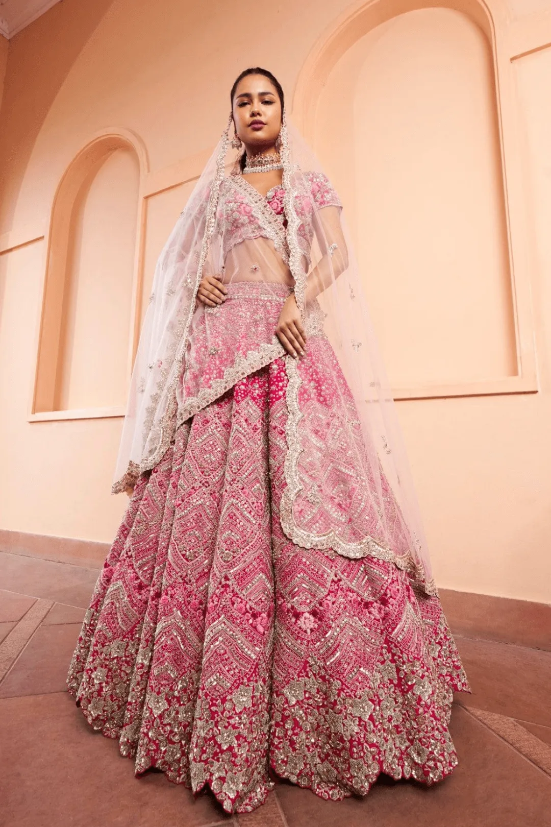 Scarlet Embroidered Lehenga Set