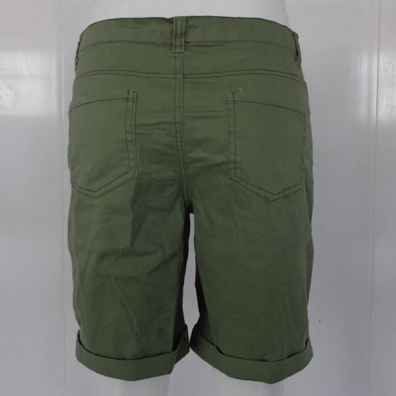 Sexy High Waist Green Ripped Denim Half Pants