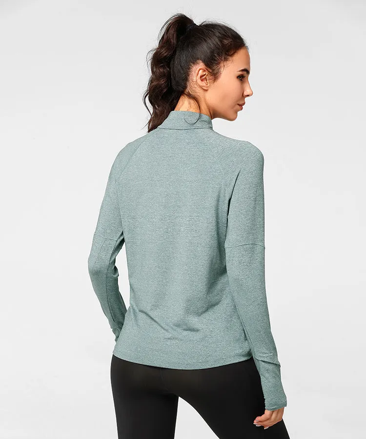 Shift Half Zip Mock Neck T-shirt | Women's Long Sleeve T-shirt