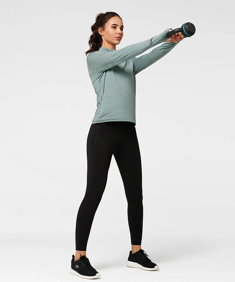Shift Half Zip Mock Neck T-shirt | Women's Long Sleeve T-shirt