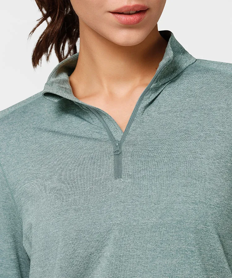 Shift Half Zip Mock Neck T-shirt | Women's Long Sleeve T-shirt