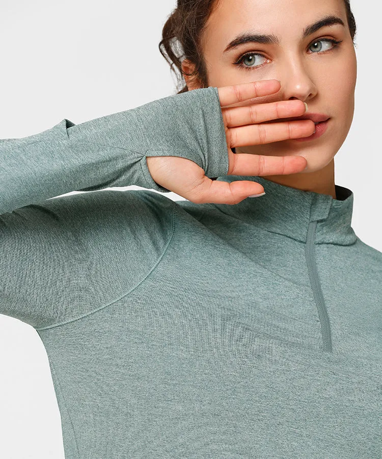 Shift Half Zip Mock Neck T-shirt | Women's Long Sleeve T-shirt