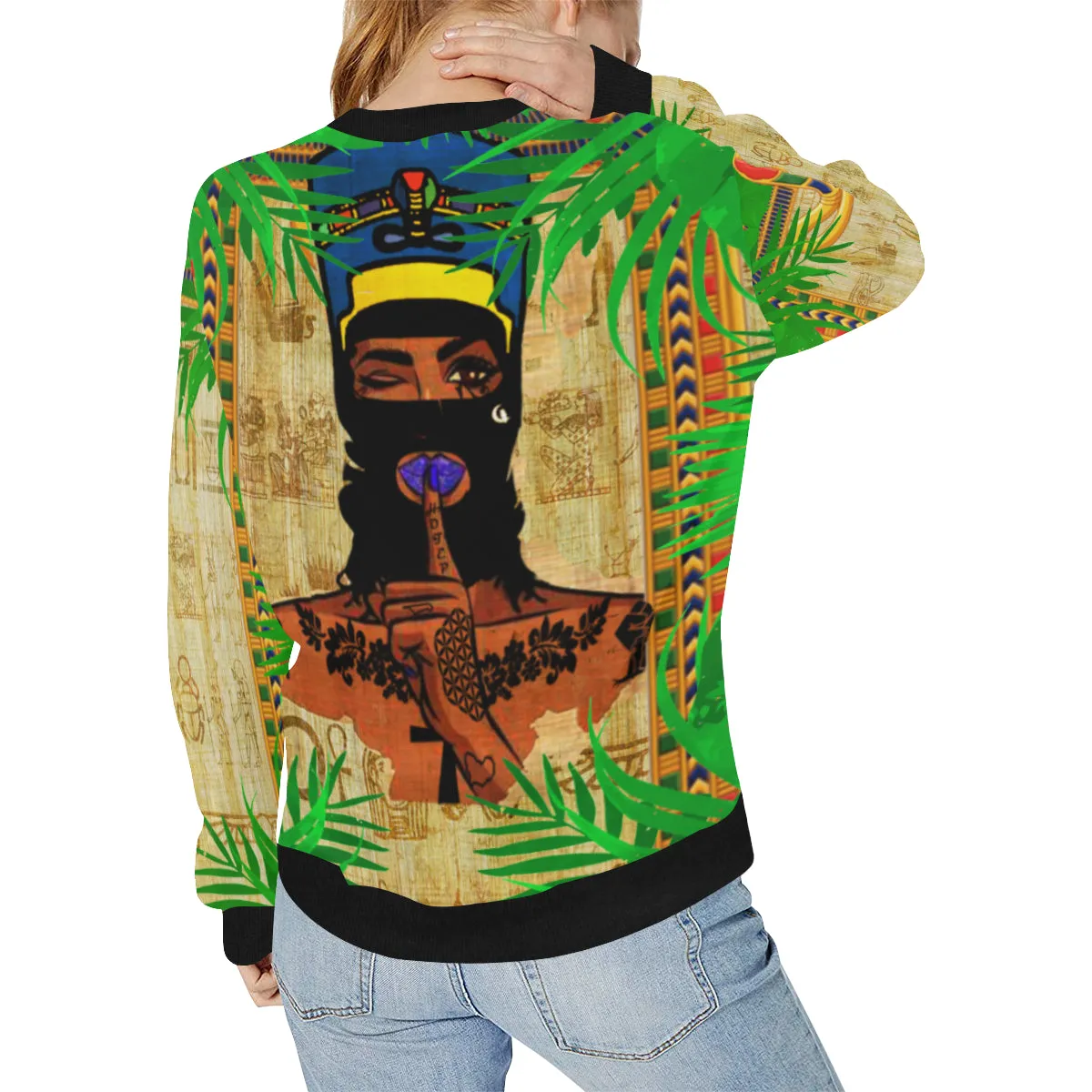 SKI MASK KWEEN Women's Rib Cuff Crew Neck Sweatshirt