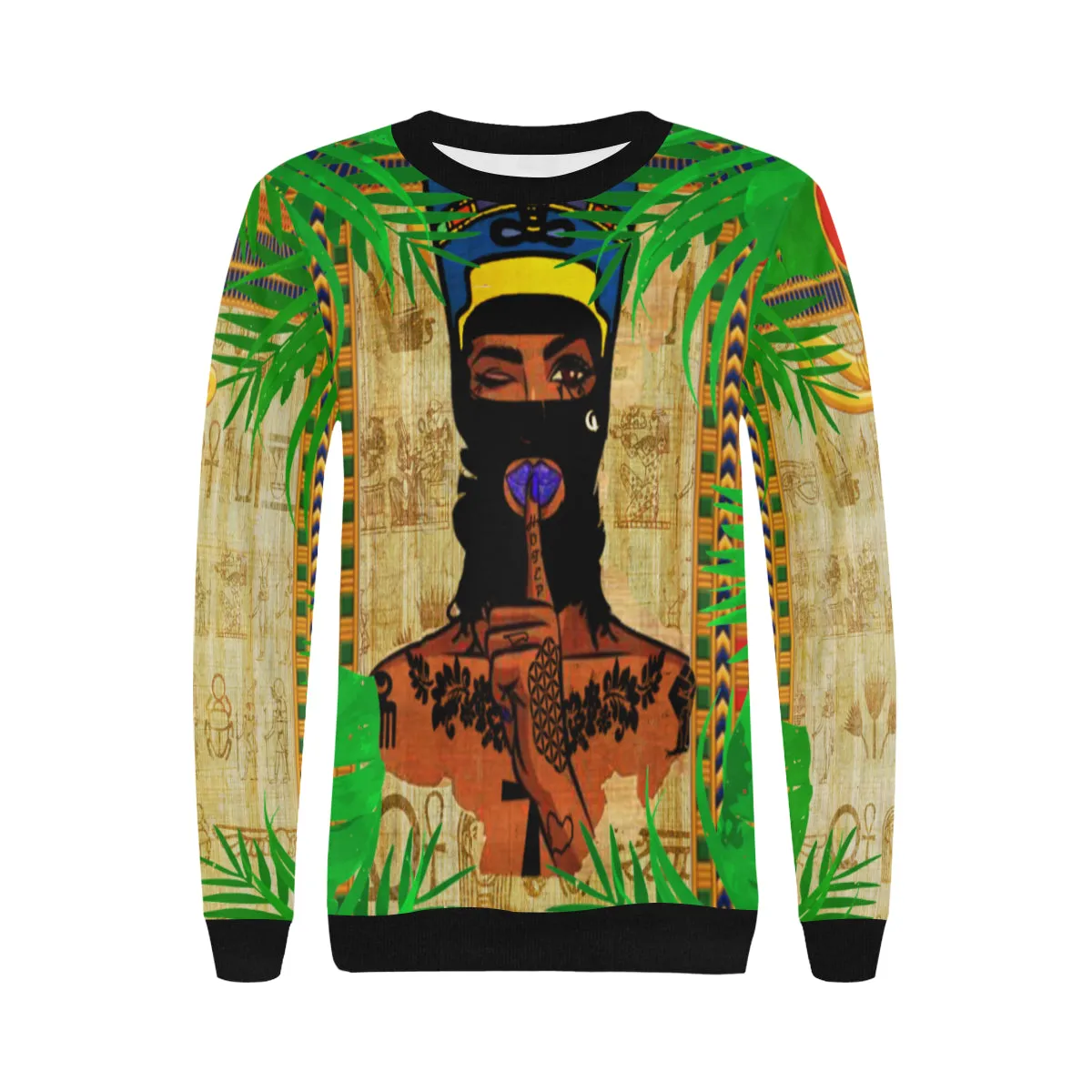 SKI MASK KWEEN Women's Rib Cuff Crew Neck Sweatshirt