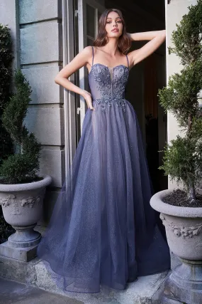 Smoky blue ballgown
