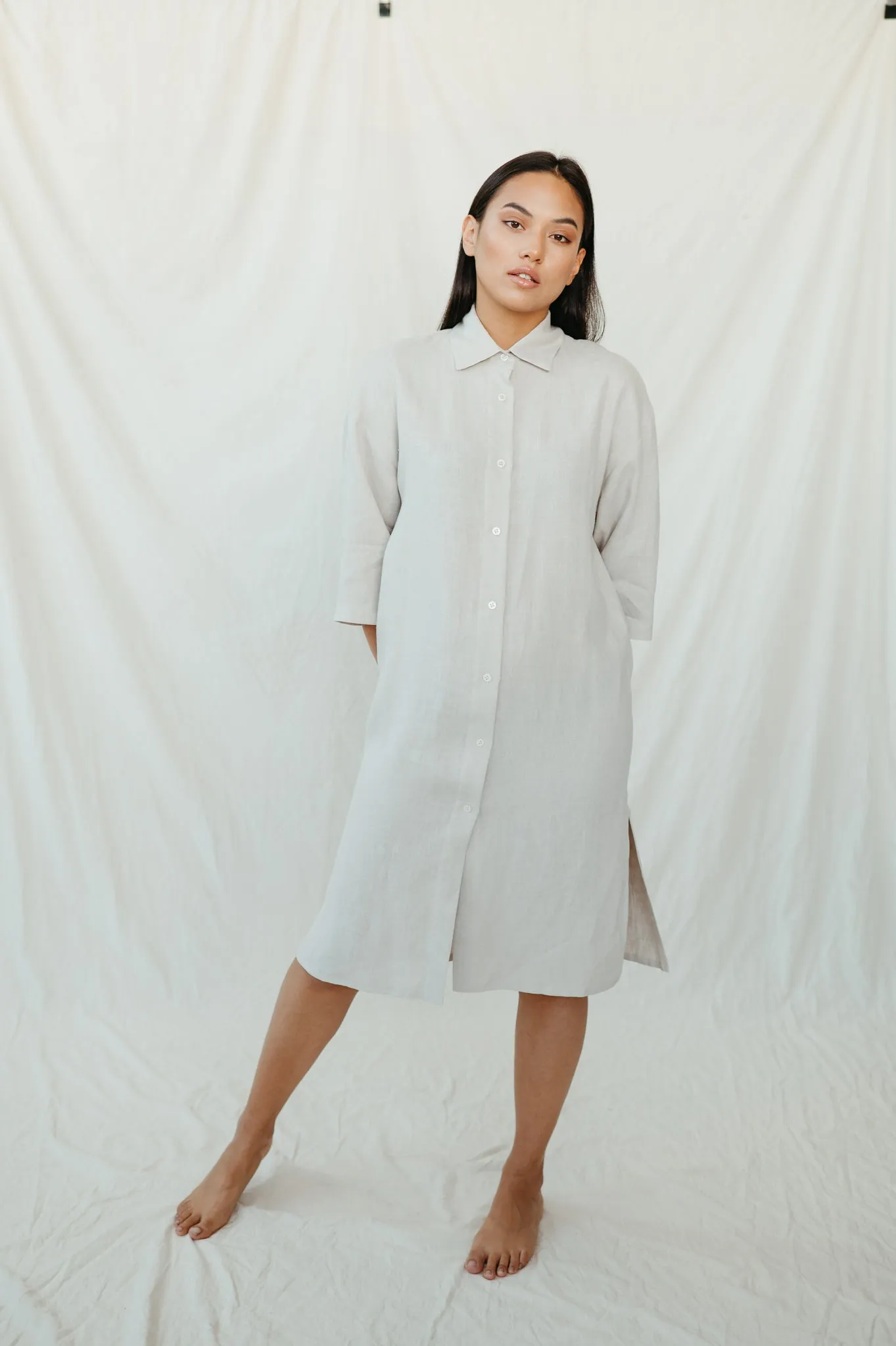 Sofa Killer sand color linen dress TOTTORI