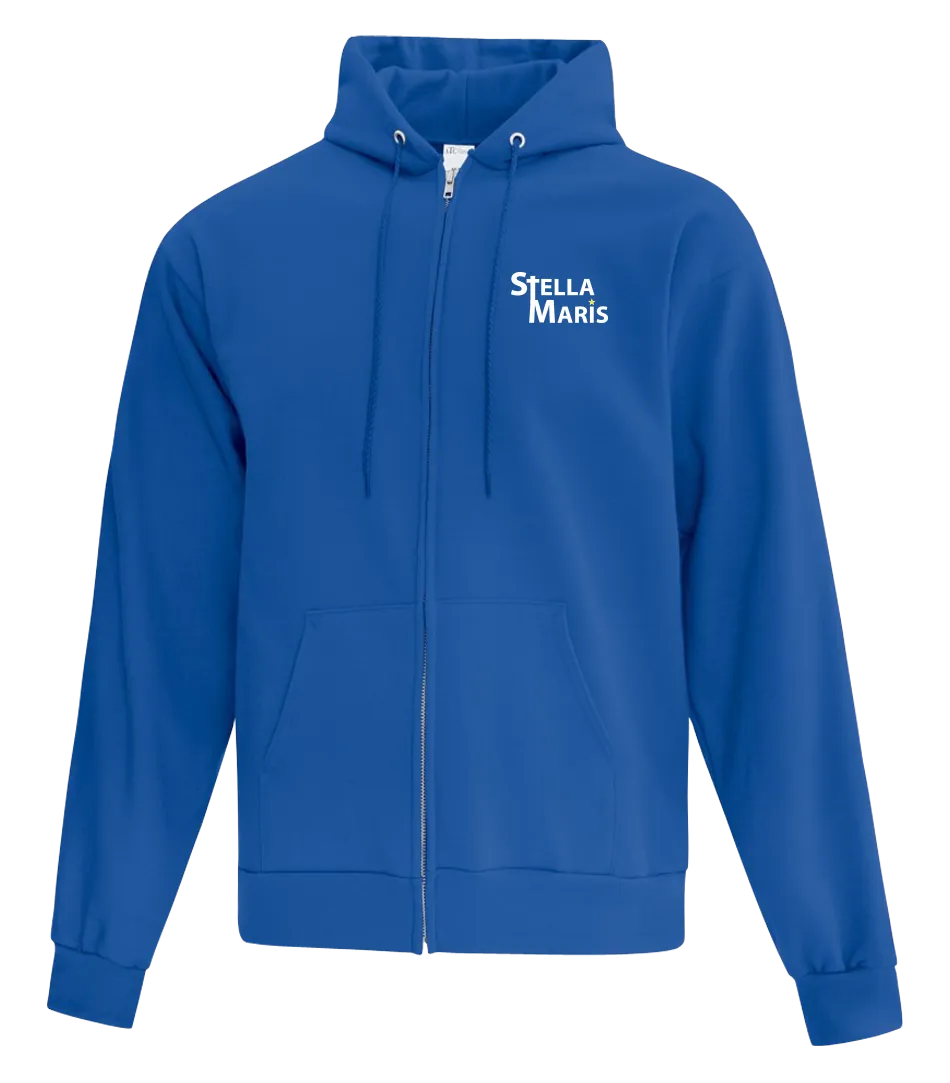 Stella Maris Youth Cotton Full Zip Hooded Sweatshirt with Left Chest Embroidered Logo