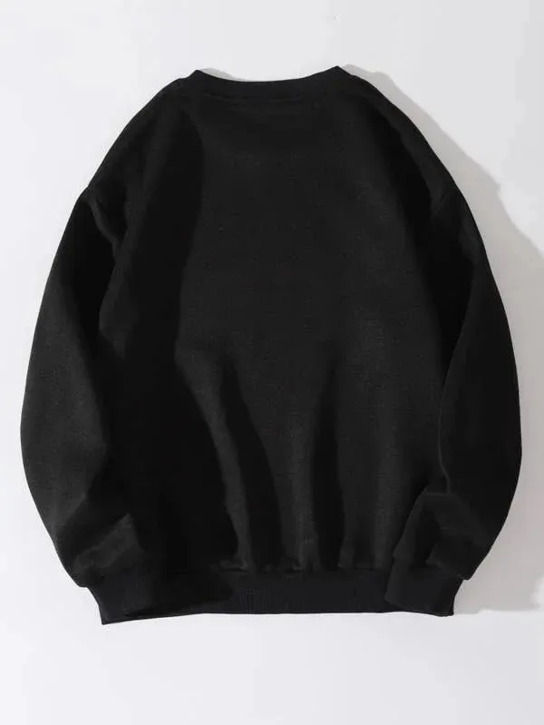 SXV  'Drip Smile’ Printed Cool Aesthetic Drop Shoulder Oversized Sweatshirt
