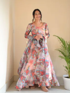 Taby silk Organza Printed Gown