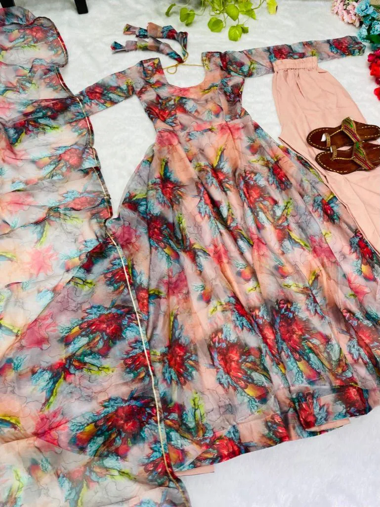 Taby silk Organza Printed Gown