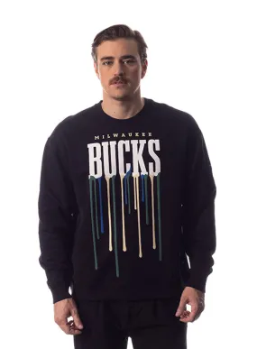 The Wild Collective Team Color Drip Milwaukee Bucks Crewneck Sweatshirt