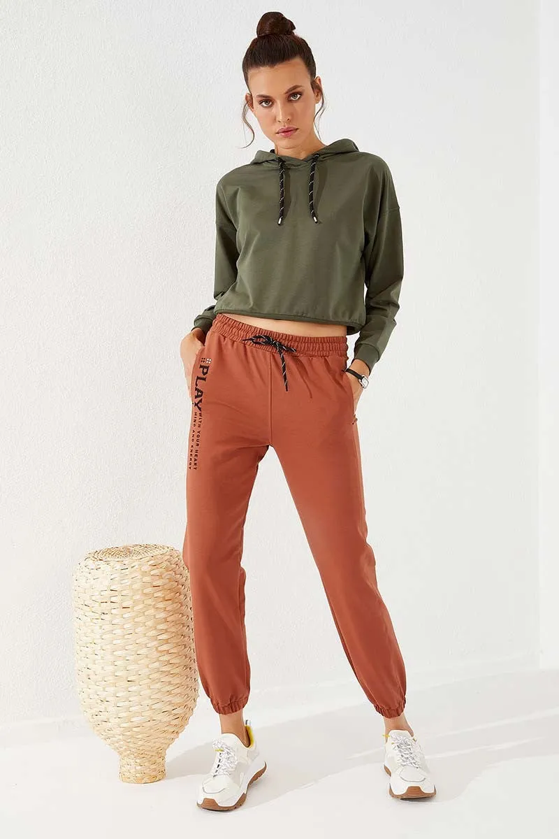 TMY Cinnamon High Waist Embroidered Comfort Fit Elastic Cuff Women's Sweatpants - 94573 - Ocozocoautla de Espinosa
