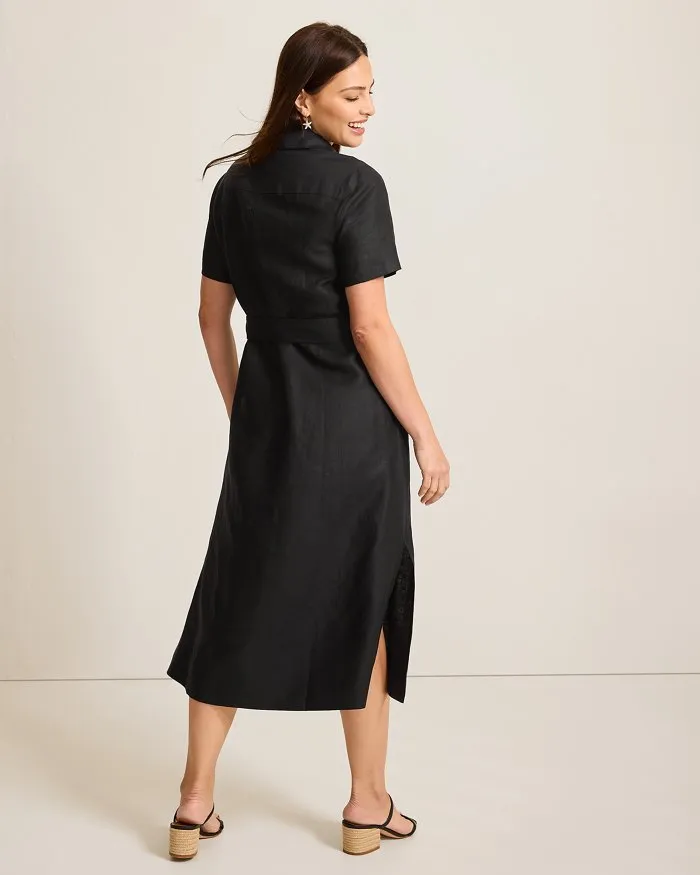 Tommy Bahama Women's Coastalina Popover Midi Linen Dress - Black