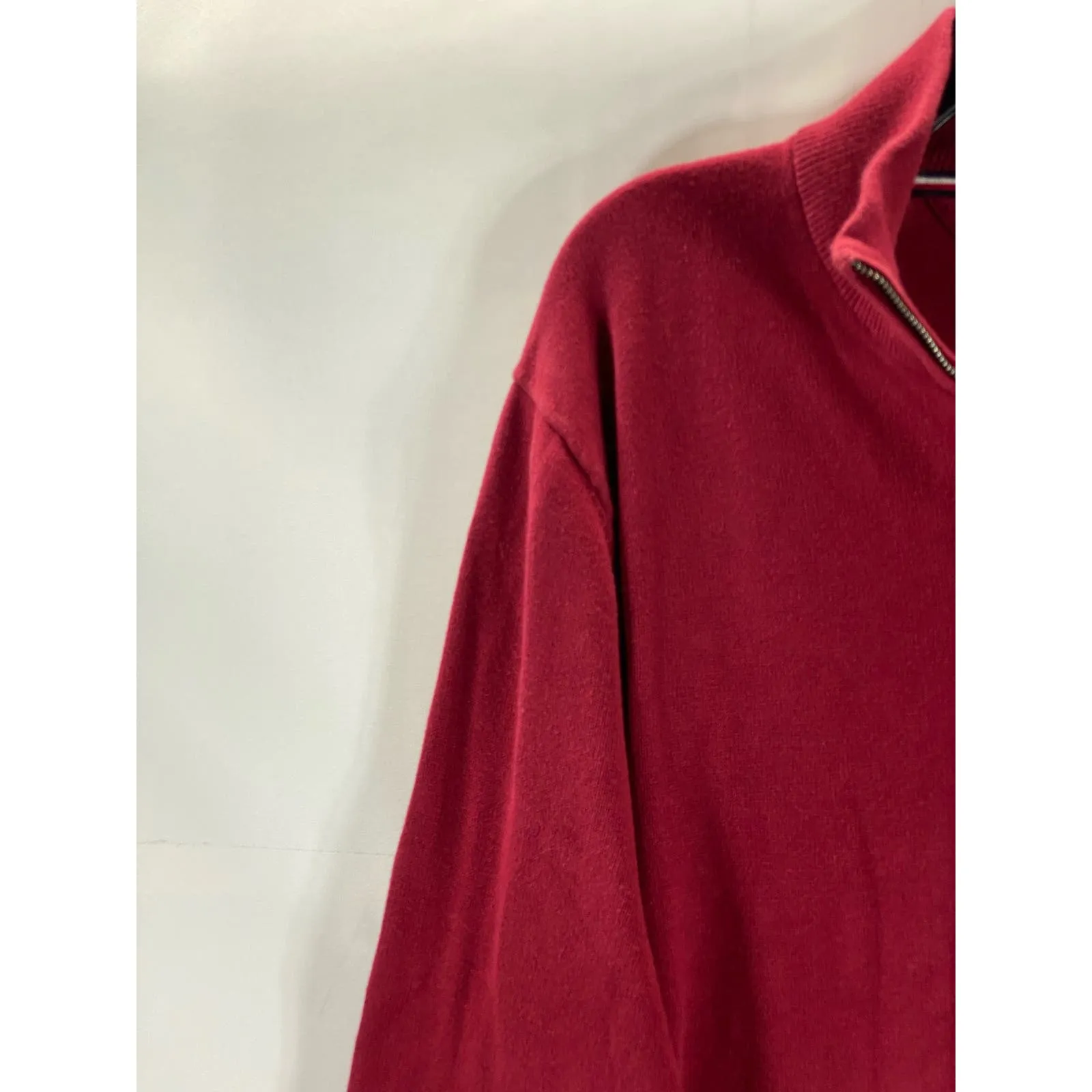 TOMMY HILFIGER Men's Red Flag Logo Quarter-Zip Pullover Sweater SZ 2XL