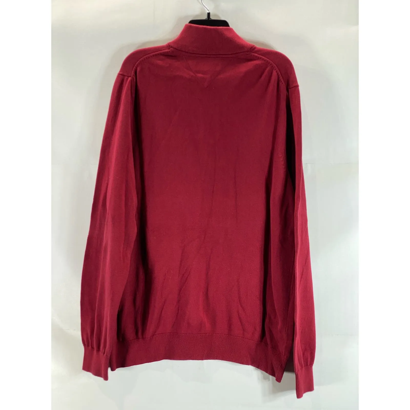 TOMMY HILFIGER Men's Red Flag Logo Quarter-Zip Pullover Sweater SZ 2XL
