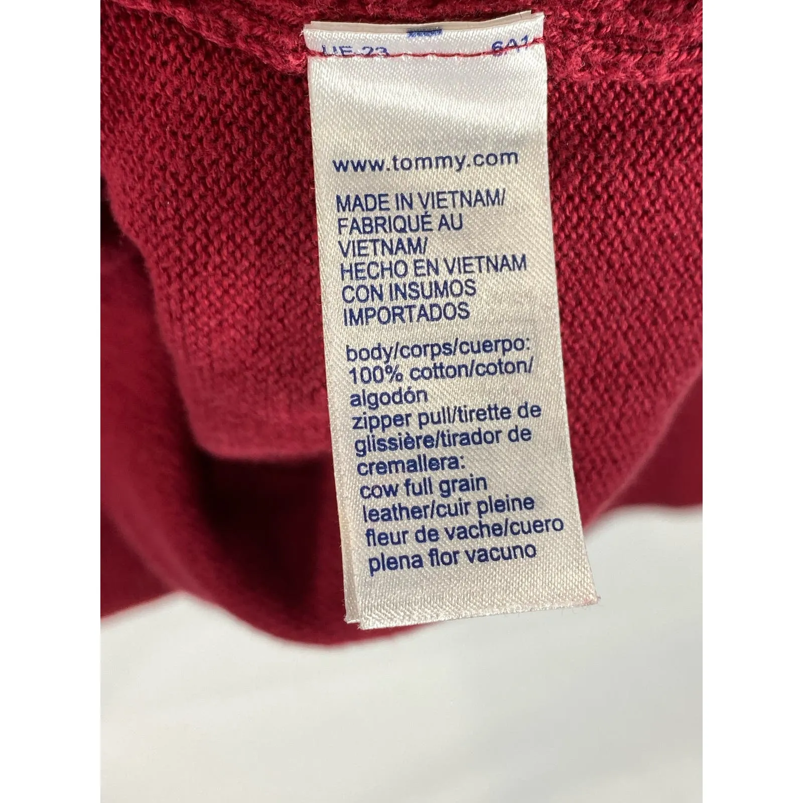 TOMMY HILFIGER Men's Red Flag Logo Quarter-Zip Pullover Sweater SZ 2XL