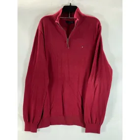 TOMMY HILFIGER Men's Red Flag Logo Quarter-Zip Pullover Sweater SZ 2XL