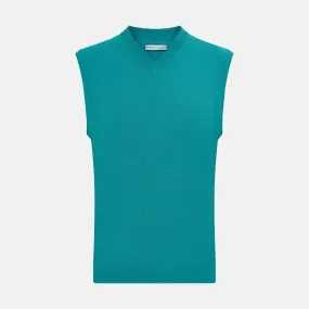 Turquoise Fine Merino V-Neck Vest