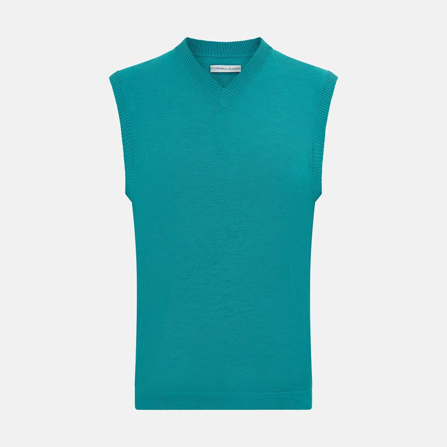 Turquoise Fine Merino V-Neck Vest