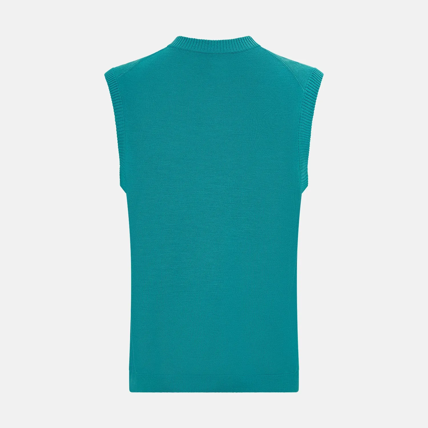 Turquoise Fine Merino V-Neck Vest