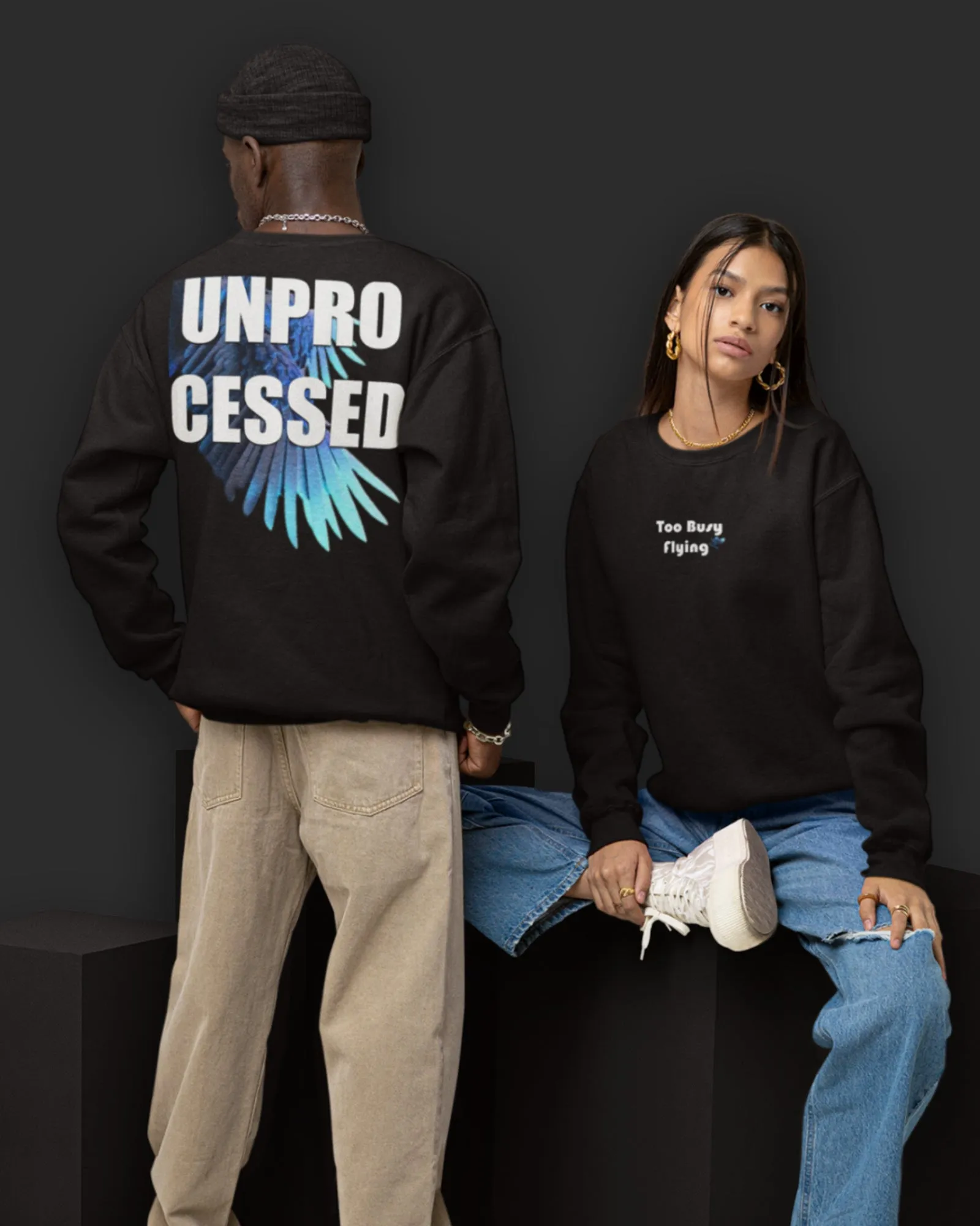 Unprocessed Drop Shoulder Sweatshirt: Black