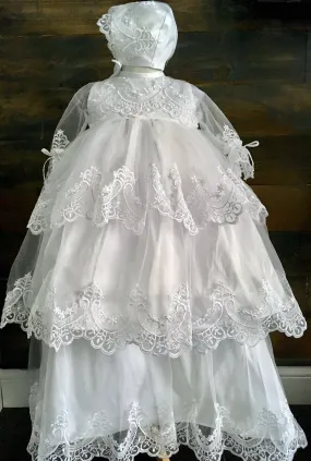 valeria Baptism Gown, Christening gown, Girl Blessing Gown, Heirloom baby, Ropon de Bautizo, Ropon de Nina, Bautizo, Vestido Nina, Baptismal