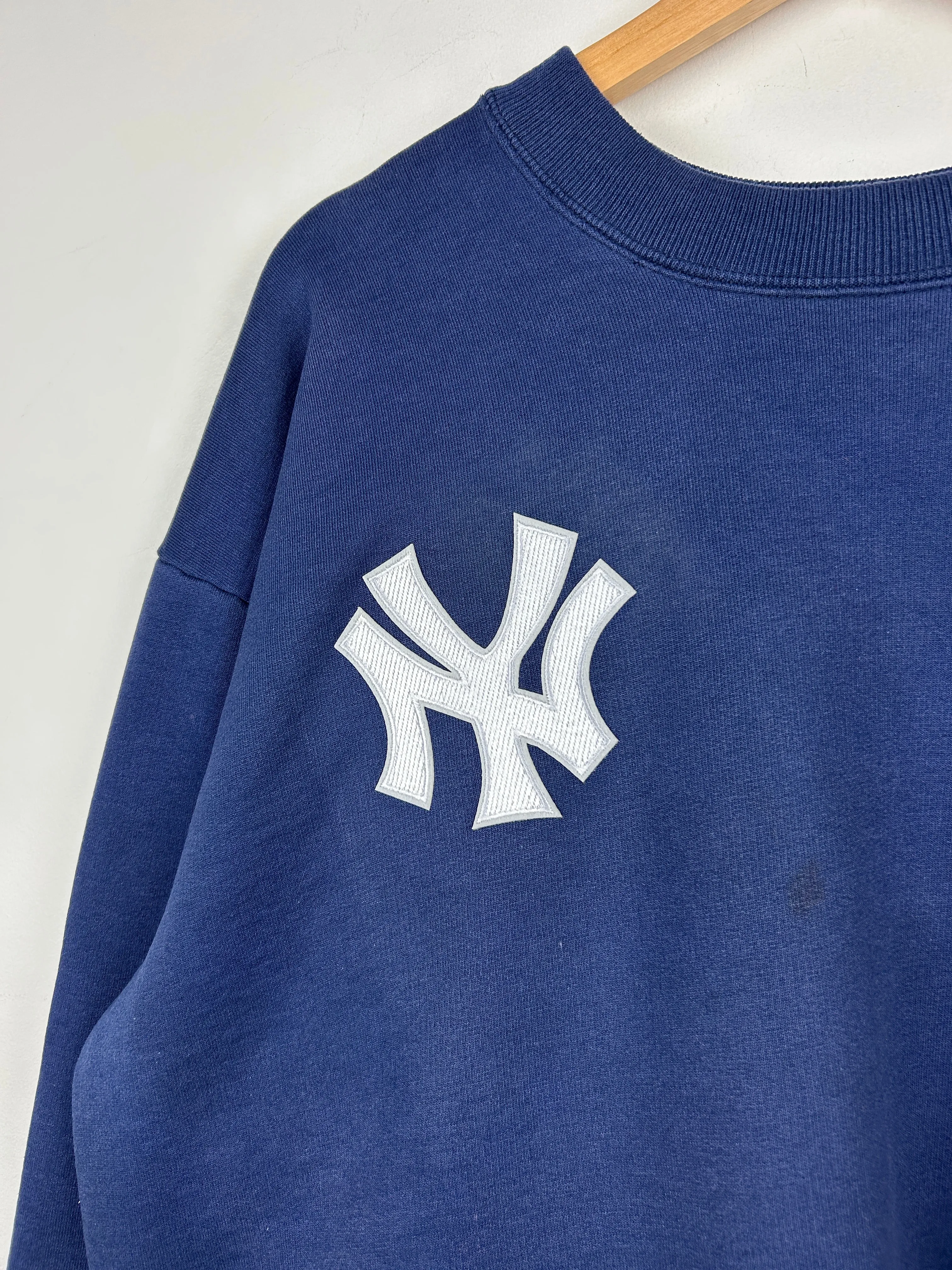 Vintage 90s Carhartt New York Yankees Embroidered Thermal Lined Navy Crewneck
