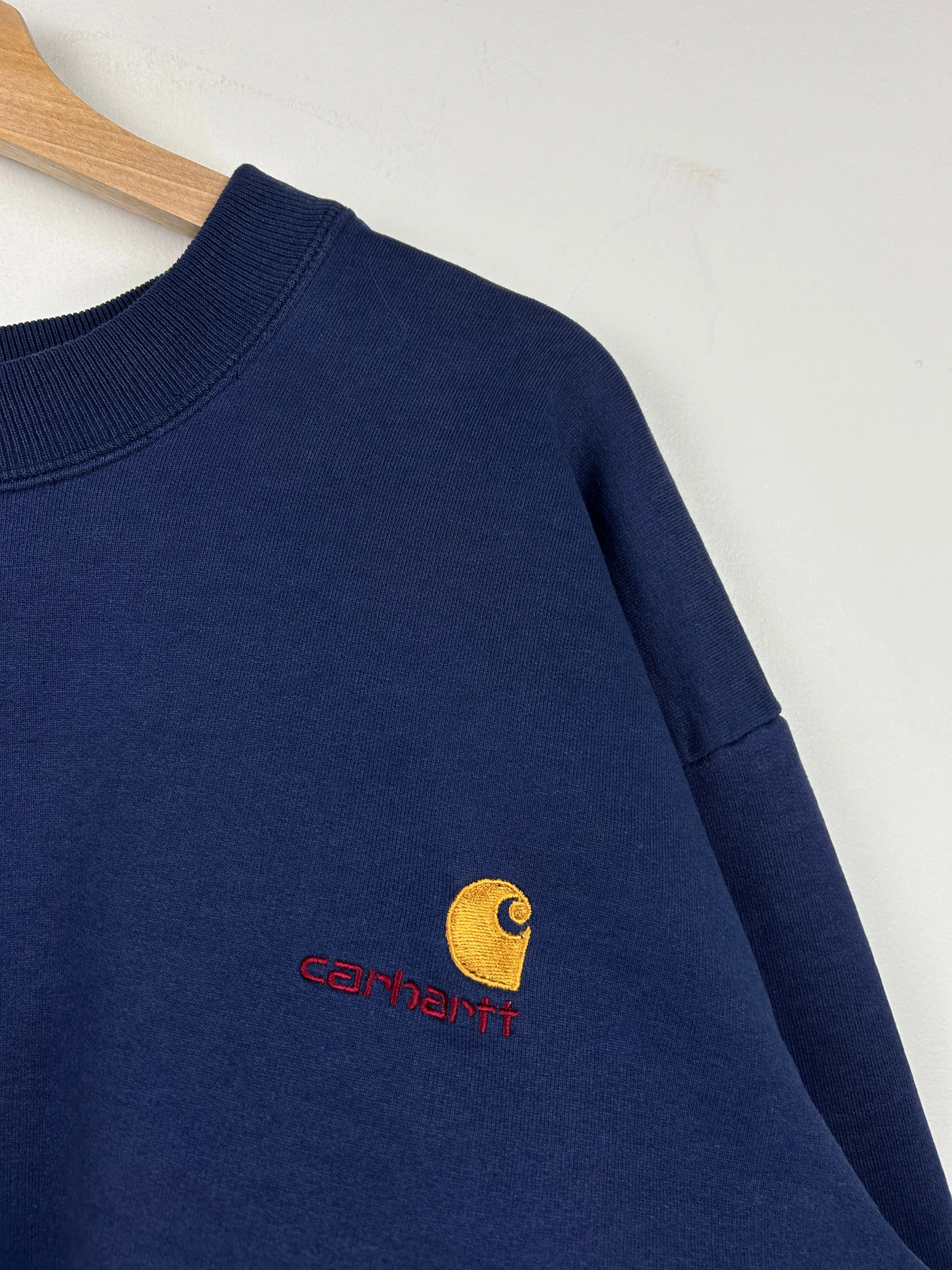 Vintage 90s Carhartt New York Yankees Embroidered Thermal Lined Navy Crewneck