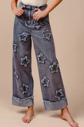 Washed Star Patched Pants