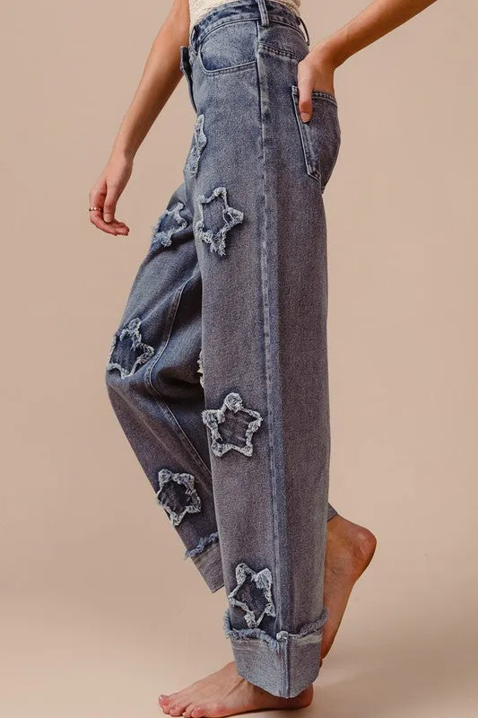 Washed Star Patched Pants