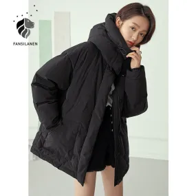 Waterproof Short Black Down Jacket Women White Thermal Puffer Winter Coat Female Light Hooded Wram Casual Down Parka