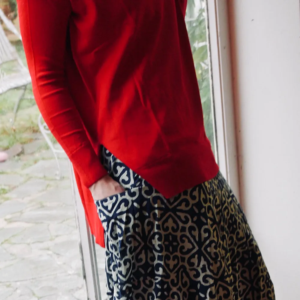 WG Women's Merino Wool Oversized Roll Neck Jumper in Red
